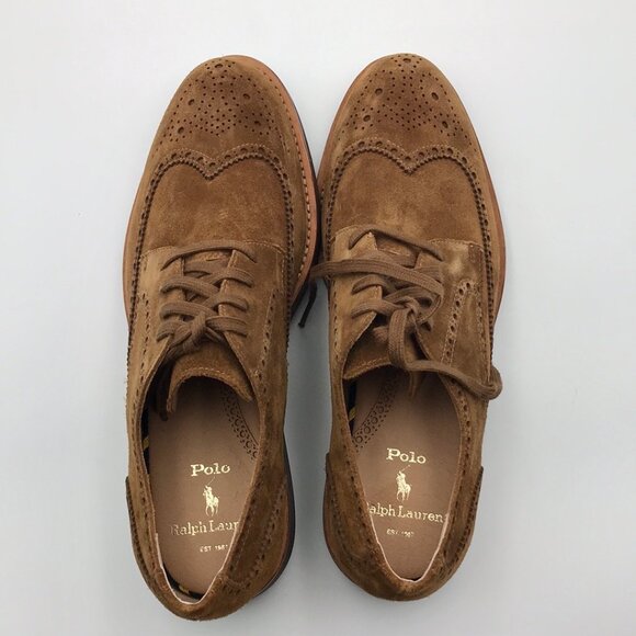 NWOB Polo Ralph Lauren Rhett Wingtip Lace Up Shoe In Polo Snuff